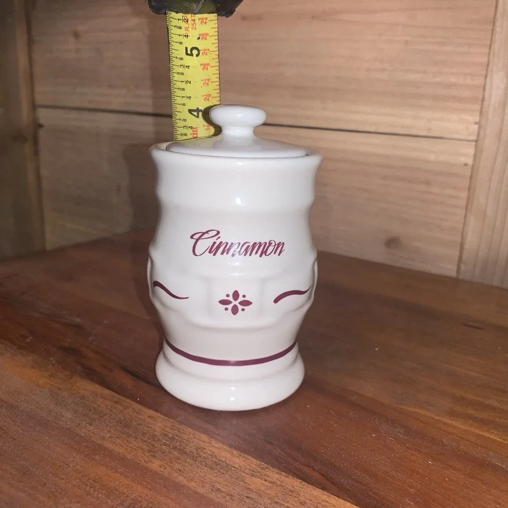 LONGABERGER Pottery Woven Traditions Red Cinnamon Spice Jar with Lid Made In USA